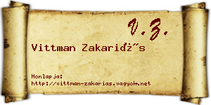 Vittman Zakariás névjegykártya
